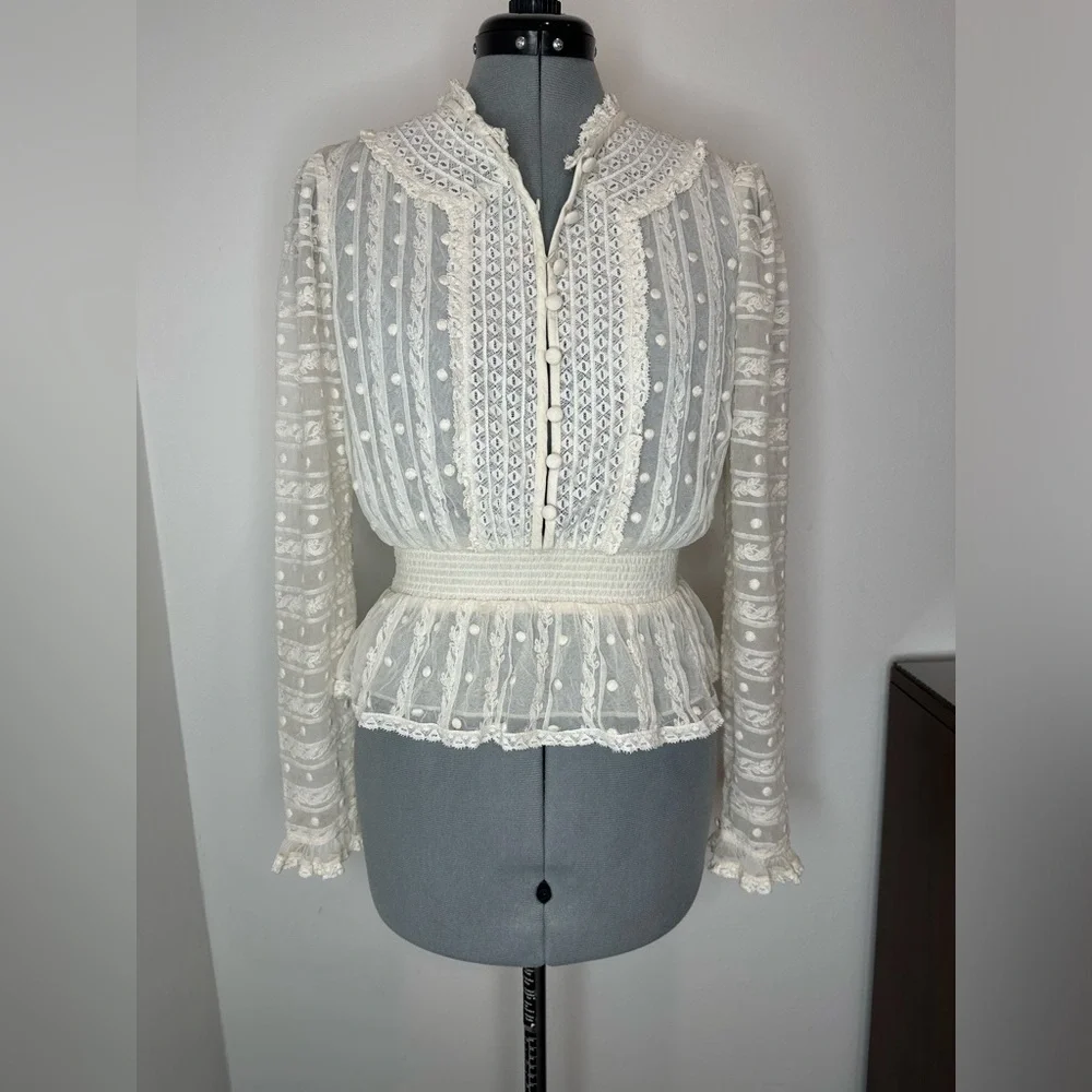 Loveshackfancy Baine Lace Blouse Sample NWT